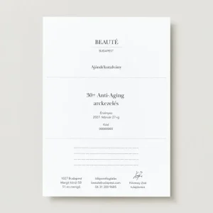 Ajándékkártya szolgáltatásra PDF formátumban (E-mailben kiküldve, nyomtatható)